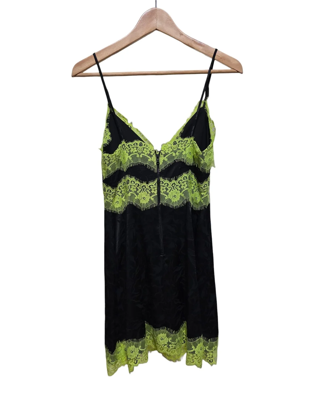 Alice + Olivia Zaira Empire Waist Green Lace Trim Dress Size 2 - Picture 3 of 9